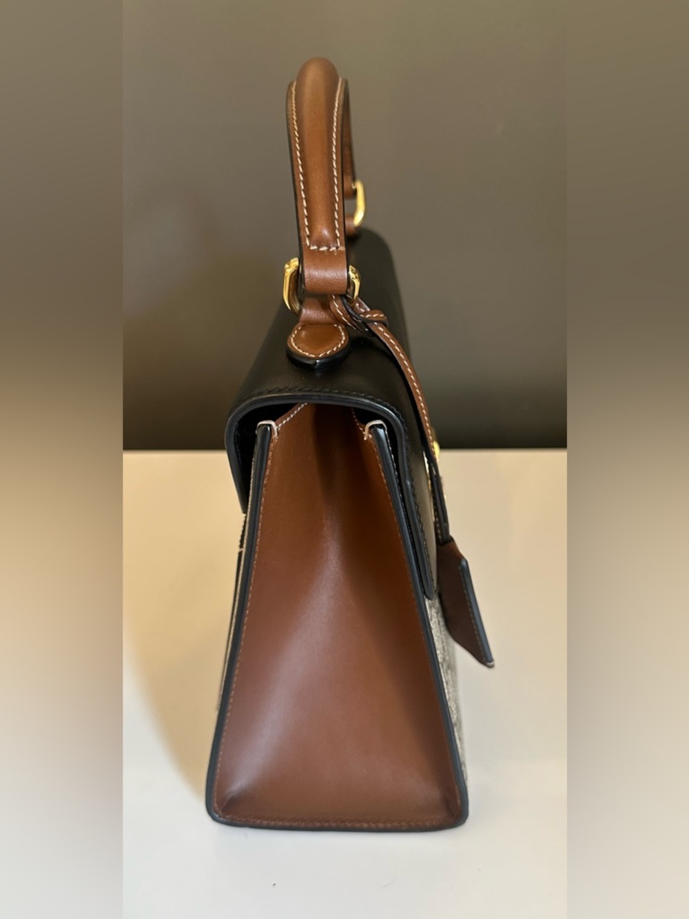 Gucci Padlock GG Supreme Black Camel Crossbody Top Handle Tri Color Genuine MINT - Picture 3 of 13